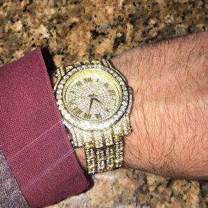 Men’s gold plated luxury rapper watch